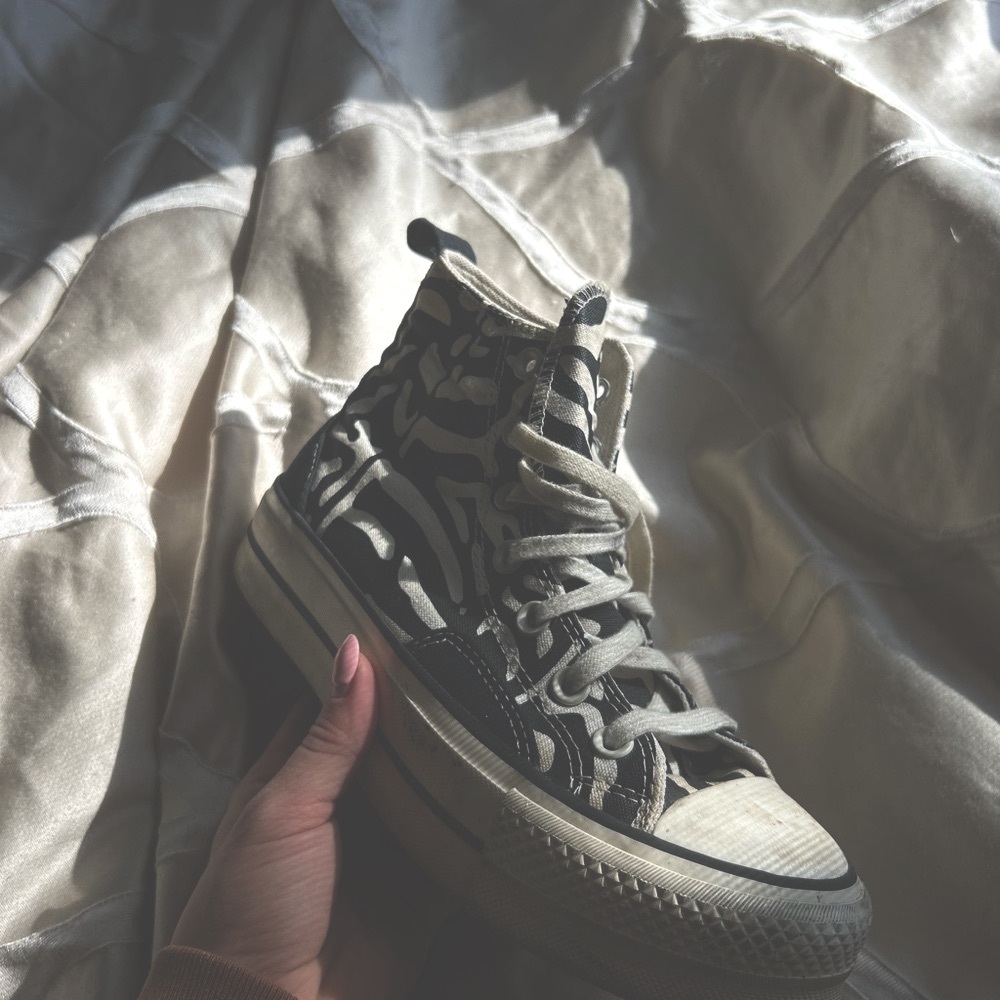 Black and White High-Top Sneakers